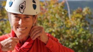 Lynn Hill escalando ‘La Fiesta del Biceps’ en Riglos