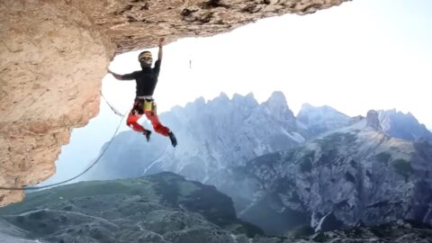 Edu Marín en su ascensión a ‘Pan Aroma’, en las Tre Cime di Lavaredo